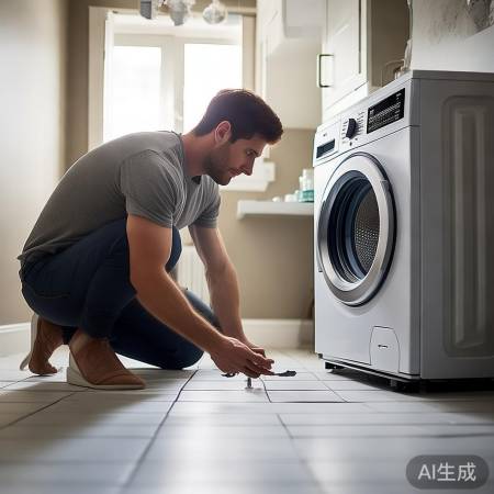 洗衣机移位,地面求平。