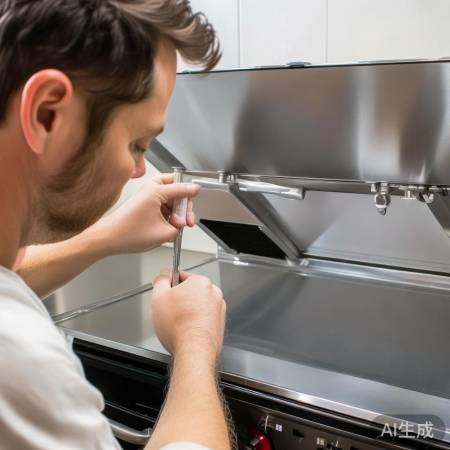 安装烟道,顶部固定,方向对齐。