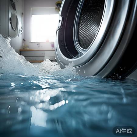 洗衣机清洗水垢，继续运转中。