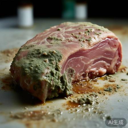 变质猪肉有害，勿食！