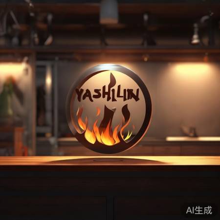 雅士林标志：简约火苗圆环，寓烹