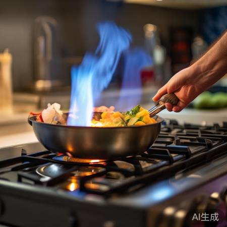 炒菜调风量,火焰蓝又省燃气