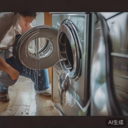 洗衣机内查积水,清理防堵。
