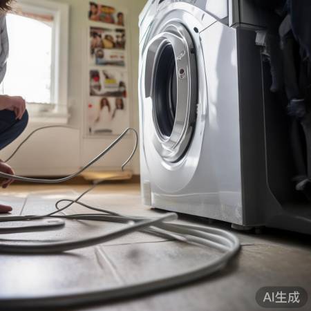检查洗衣机电源线，确保安全。