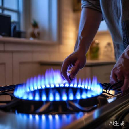 燃气灶火焰需蓝，黄则调。