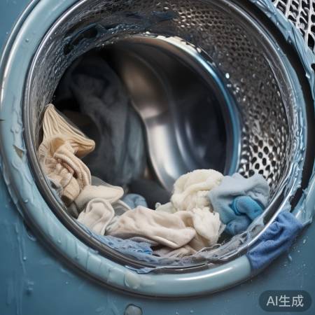 洗衣机内壁残留衣物，影响脱水效